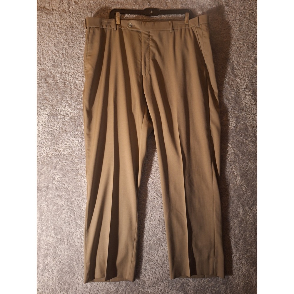 Ballin Super 120s Wool Dress Pants Mens Size 48 Comfort-eze Khaki Casual Work